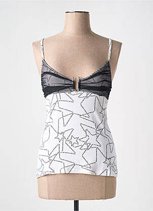 Top coupe cintrée fines bretelles blanc JOHN GALLIANO femme