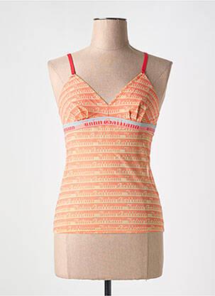 Top imprimé fantaisie fines bretelles orange JOHN GALLIANO femme
