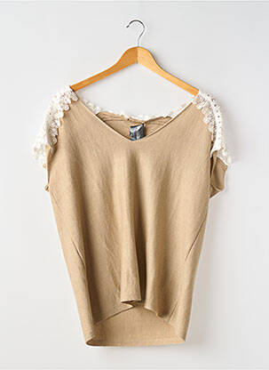 T-shirt coupe droite manches courtes beige HOTEL PARTICULIER femme