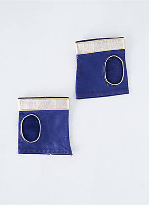 Mitaines effet matière satinée bleu MAISON FABRE femme