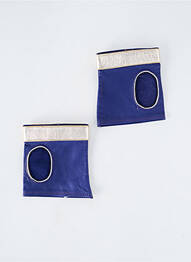 Mitaines effet matière satinée bleu MAISON FABRE femme