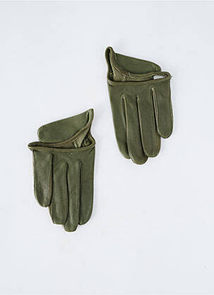 Gants effet matière satinée vert MAISON FABRE femme