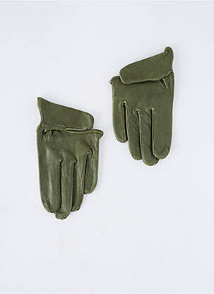 Gants effet matière satinée vert MAISON FABRE femme