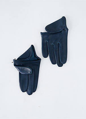 Gants effet matière satinée bleu MAISON FABRE femme