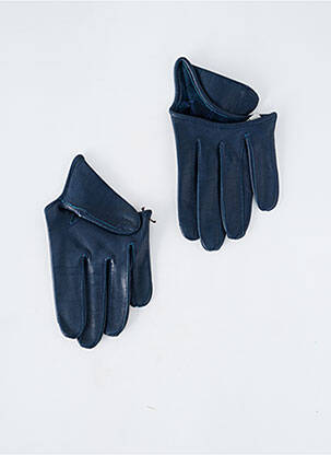 Gants effet matière satinée bleu MAISON FABRE femme
