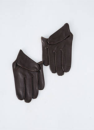 Gants effet matière satinée marron MAISON FABRE femme
