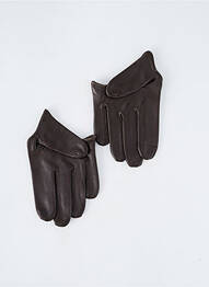 Gants effet matière satinée marron MAISON FABRE femme
