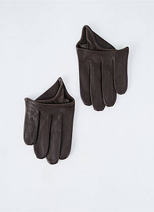 Gants effet matière satinée marron MAISON FABRE femme
