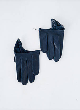 Gants effet matière satinée bleu MAISON FABRE femme