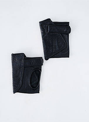 Mitaines effet matière satinée noir MAISON FABRE femme