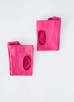 Mitaines effet matière satinée rose MAISON FABRE femme