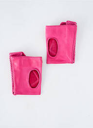 Mitaines effet matière satinée rose MAISON FABRE femme