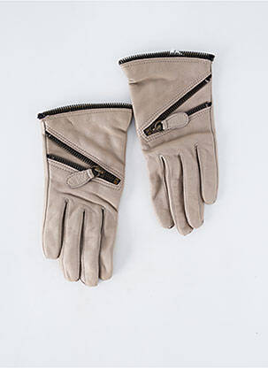 Gants effet matière satinée beige MAISON FABRE femme