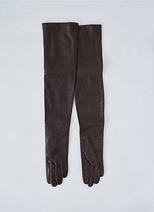 Gants effet matière satinée marron MAISON FABRE femme