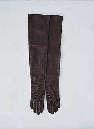 Gants effet matière satinée marron MAISON FABRE femme