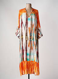 Robe longue coupe fluide manches 3/4 orange APRIL VINTAGE femme