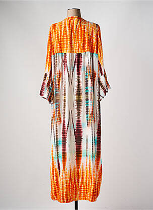 Robe longue coupe fluide manches 3/4 orange APRIL VINTAGE femme