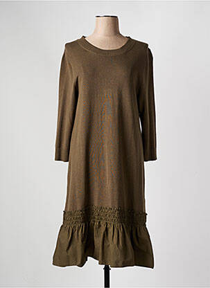 Robe mi-longue manches longues manches longues vert SWEEWË femme