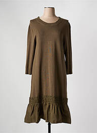 Robe mi-longue manches longues manches longues vert SWEEWË femme