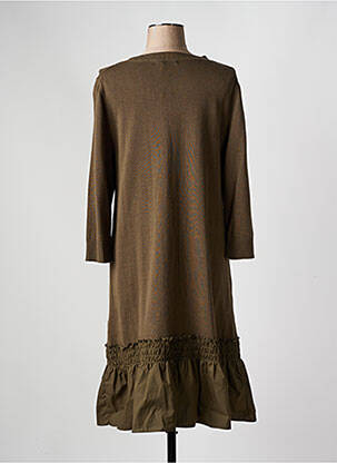 Robe mi-longue manches longues manches longues vert SWEEWË femme