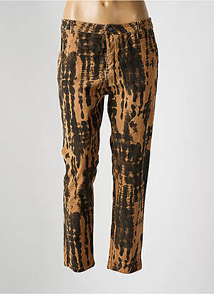 Pantalon chino fermeture zippée sous rabat boutonné taille normale marron LUK AP femme