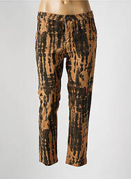 Pantalon chino fermeture zippée sous rabat boutonné taille normale marron LUK AP femme