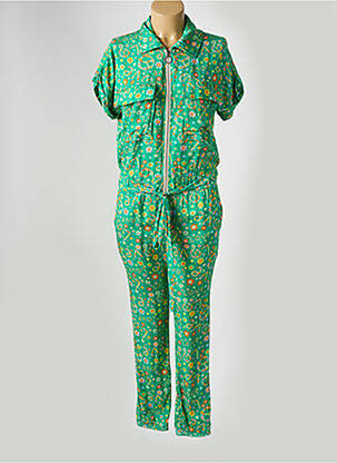 Combi-pantalon col chemisier manches courtes vert APRIL VINTAGE femme