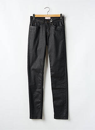 Pantalon slim tissage enduit taille haute noir CMK femme