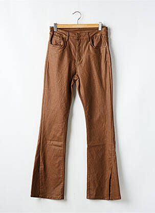 Pantalon flare stretch taille haute marron 3D femme
