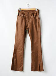 Pantalon flare stretch taille haute marron 3D femme