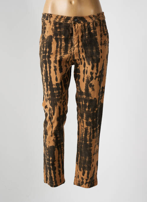 Pantalon chino fermeture zippée sous rabat boutonné taille normale marron LUK AP femme
