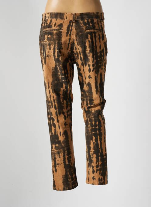 Pantalon chino fermeture zippée sous rabat boutonné taille normale marron LUK AP femme