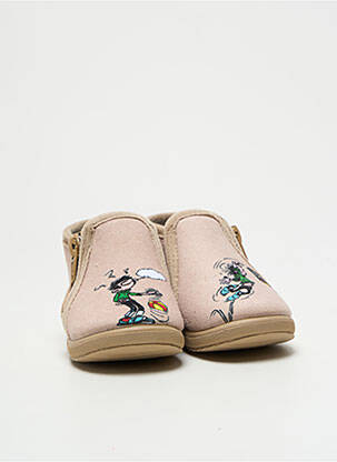 Chaussons/pantoufles fermeture zippée bout rond beige LA MAISON DE L'ESPADRILLE garçon