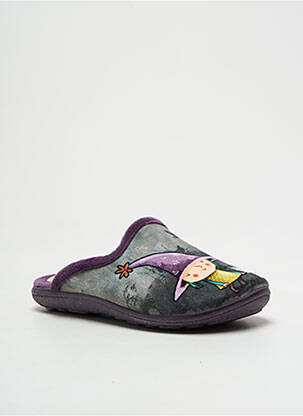 Chaussons/pantoufles tissage velours bout rond violet LA MAISON DE L'ESPADRILLE fille