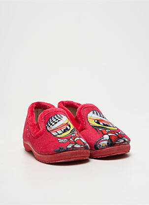 Chaussons/pantoufles tissage velours bout rond rouge LA MAISON DE L'ESPADRILLE garçon