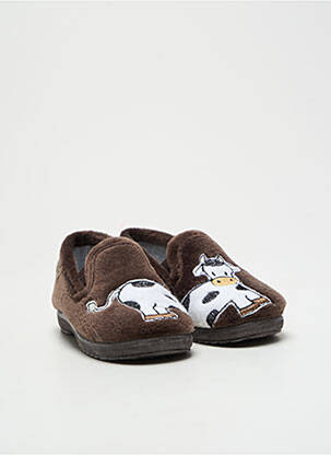 Chaussons/pantoufles fourrée bout rond marron LA MAISON DE L'ESPADRILLE garçon