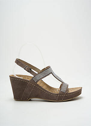Sandales/nu pieds tissage satiné talon de 7 à 9cm marron ROHDE femme