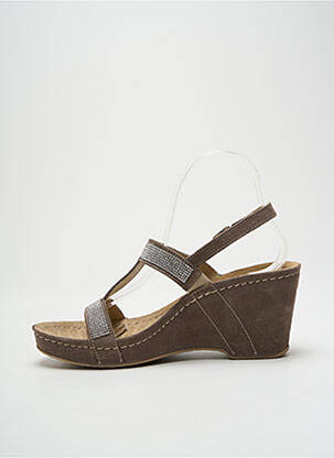 Sandales/nu pieds tissage satiné talon de 7 à 9cm marron ROHDE femme