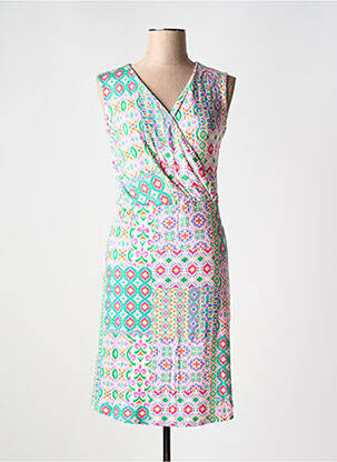 Robe mi-longue imprimé fantaisie sans manche violet SIGNE NATURE femme
