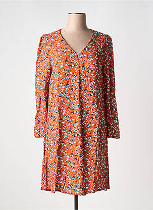 Robe courte manches longues manches longues orange ÉTYMOLOGIE femme