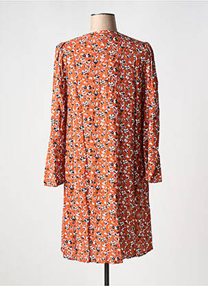 Robe courte imprimé fleurs manches longues orange ÉTYMOLOGIE femme