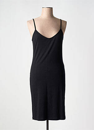 Robe mi-longue col v fines bretelles noir POUSSIERE D'ETOLE femme