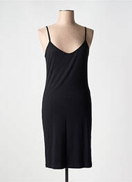 Robe mi-longue col v fines bretelles noir POUSSIERE D'ETOLE femme