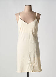Robe mi-longue col v fines bretelles beige MEXX femme
