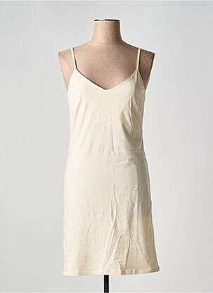 Robe mi-longue col v fines bretelles beige MEXX femme