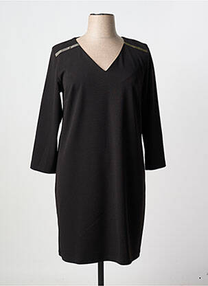 Robe mi-longue manches longues manches longues noir SIGNE NATURE femme