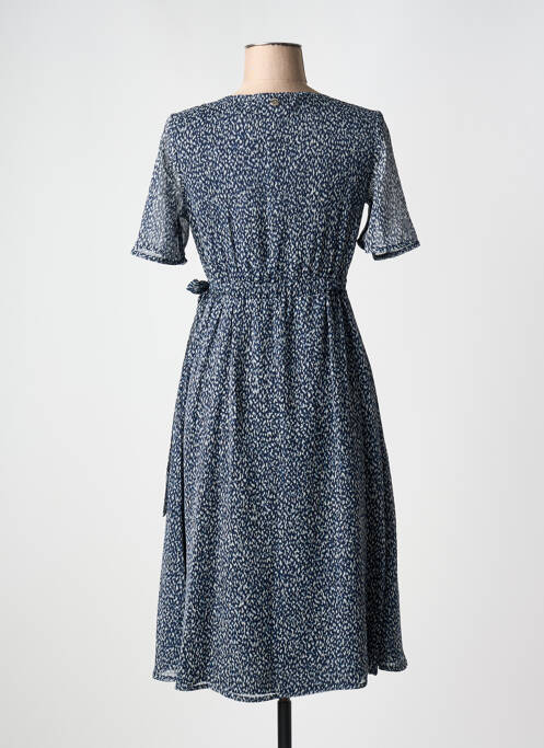 Robe mi-longue tissage crêpe manches courtes bleu STREET ONE femme