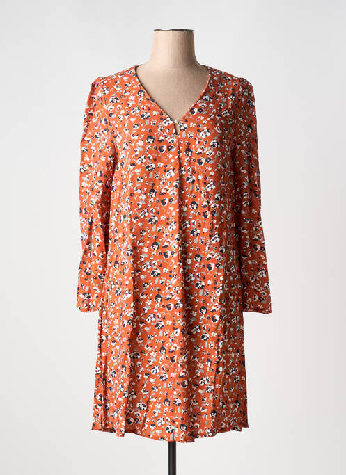 Robe courte manches longues manches longues orange ÉTYMOLOGIE femme