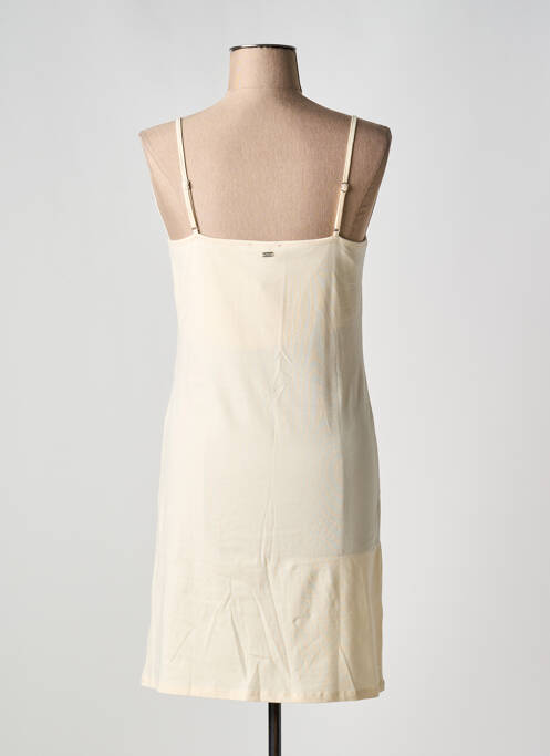Robe mi-longue col v fines bretelles beige MEXX femme