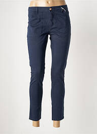 Pantalon 7/8 tissage popeline taille normale bleu F.A.M. femme